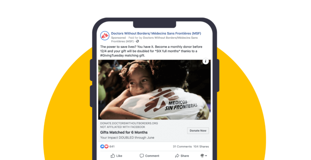 An example of a social media ad from Doctors Without Borders